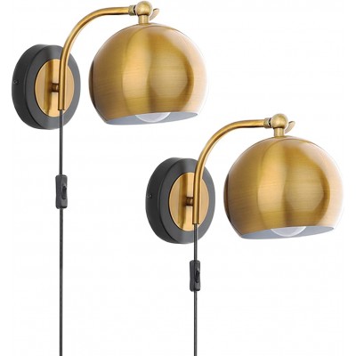 Plug-in Wall Lighting Fixture (2 PACK), Working with E26 / E27 Bulbs, Vintage Vanity Adjustable