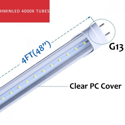 HMINLED T8 4ft / 1.2m 4000K LED Tube Clear Cover Double-end Type B