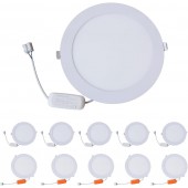 HMINLED 8 Inch 18 Watt Ultra Thin Round LED Recessed Panel Lighting 6500K, 10 PACK