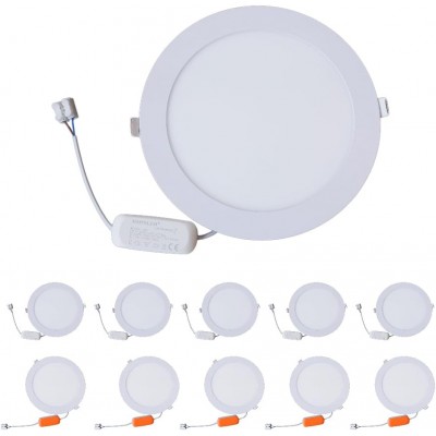 HMINLED 8 Inch 18 Watt Ultra Thin Round LED Recessed Panel Lighting 6500K, 10 PACK