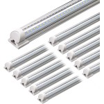 HMINLED LED Shop Light, 8FT 100W 13000LM 6000K, Daylight White, V Shape, Clear Cover, Hight Output, Linkable , T8 LED Tube Lights, for Garage 8 Foot with Plug